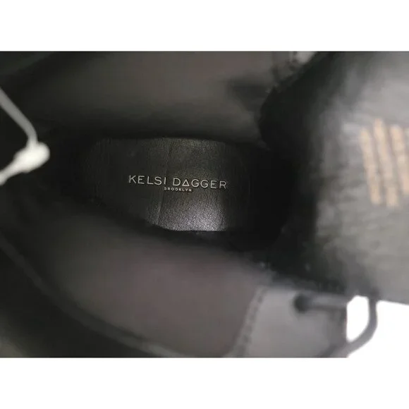 KELSI DAGGER BROOKLYN Black & Gray Checkered Leather Ankle Combat Boots Sz 7.5 - Picture 10 of 10